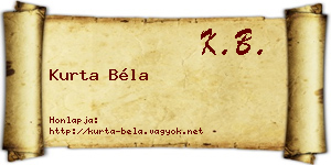 Kurta Béla névjegykártya